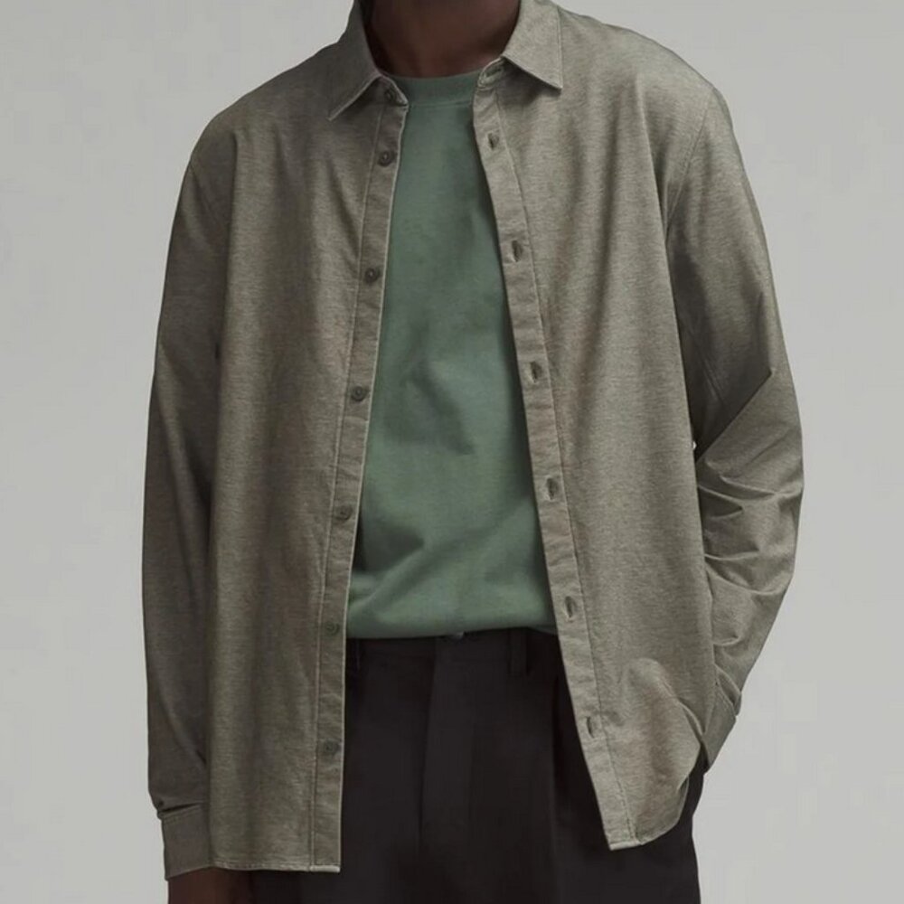 Lululemon Commission Long Sleeve Shirt in Enzyme Dye Slate Brown (Olive)